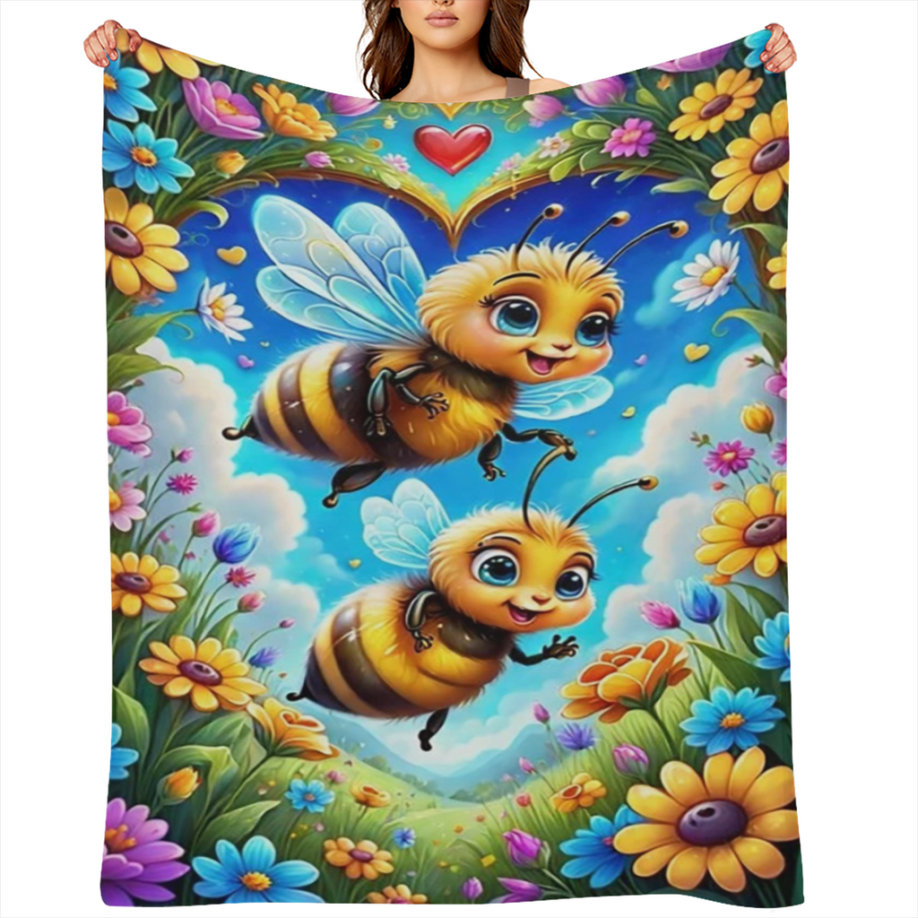 Manta de Franela con Tem¨¢tica de Abejas Acogedoras - Suave, C¨¢lida y Vers¨¢til para Sof¨¢, Cama, Oficina y Viajes - Lavable a M¨¢quina, Comodidad para Todas las Estaciones, Abejas Trabajadoras