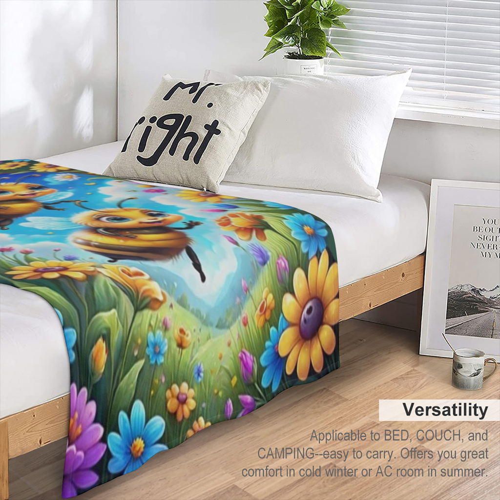 Manta de Franela con Tem¨¢tica de Abejas Acogedoras - Suave, C¨¢lida y Vers¨¢til para Sof¨¢, Cama, Oficina y Viajes - Lavable a M¨¢quina, Comodidad para Todas las Estaciones, Abejas Trabajadoras