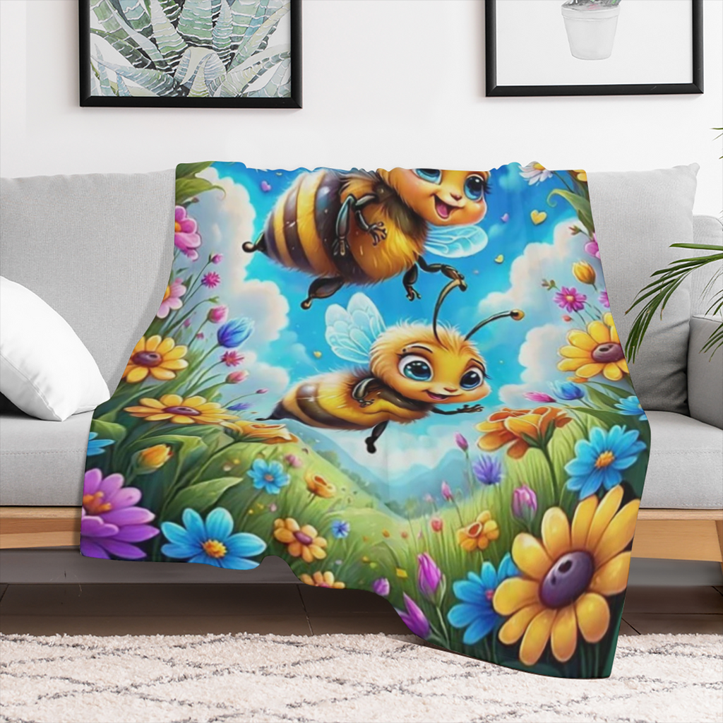 Manta de Franela con Tem¨¢tica de Abejas Acogedoras - Suave, C¨¢lida y Vers¨¢til para Sof¨¢, Cama, Oficina y Viajes - Lavable a M¨¢quina, Comodidad para Todas las Estaciones, Abejas Trabajadoras
