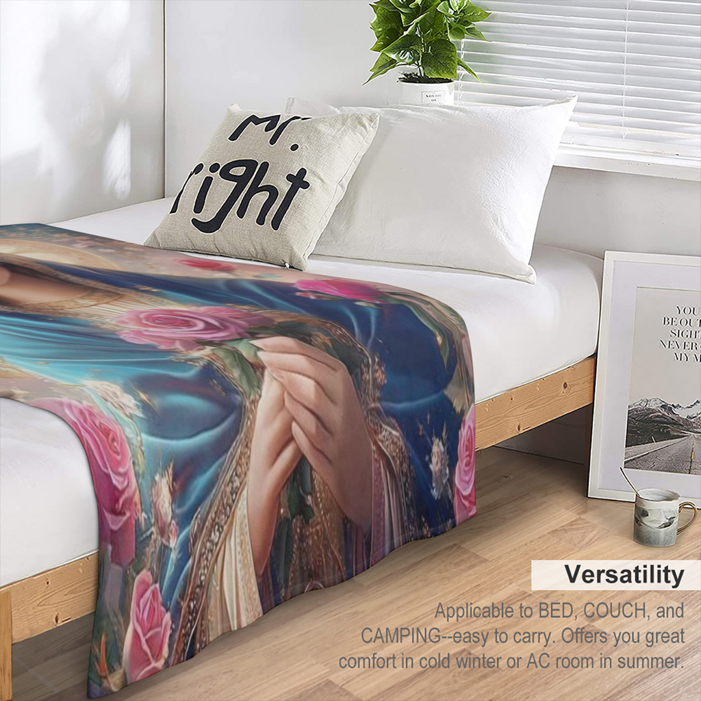 1pc Blanket Set Catholic wallpaper of the holy mary holding super soft plush blanket printed blanket suitable for sofa car picnic travel living room warm blanket machine washable durable easy care per