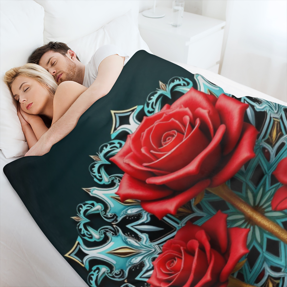 Contemporary Blue Cartoon Pattern Flannel Fleece Throw Blanket - Soft, Warm, Lightweight for Sofa, Bed, Travel, Camping - All- Season Knitted Polyester Blanket for Home, Office, and Living Room Comfor