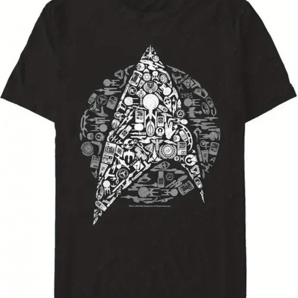 Men's 100% Cotton T-Shirt Sci-Fi Themed Space Geometric Print with Triangle Space Pattern