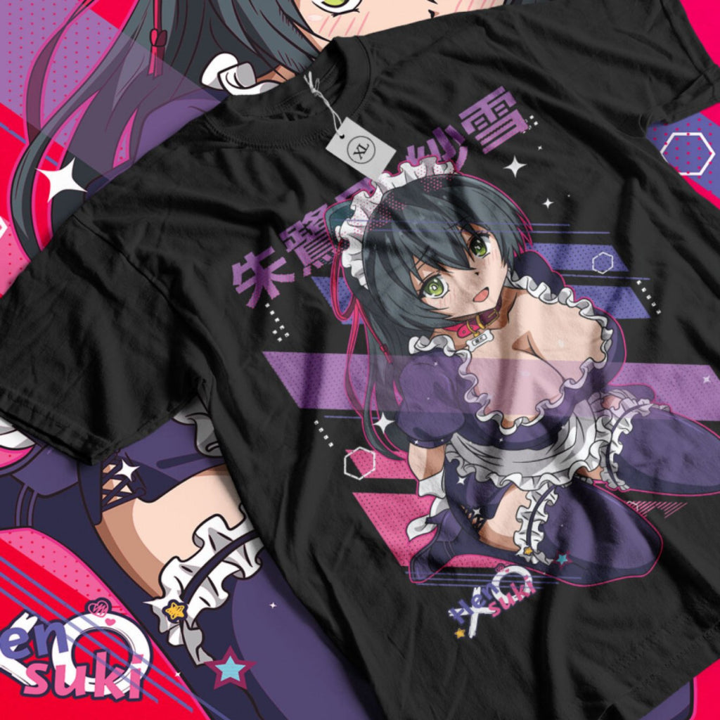 HOT Unisex Anime T-Shirt - Black Waifu Material Graphic Tee with Vibrant Purple & Pink Art, Slim Fit Bohemian Style, Machine Washable Casual Shirt for Adults, Anime Fan Gift, Anime Clothes