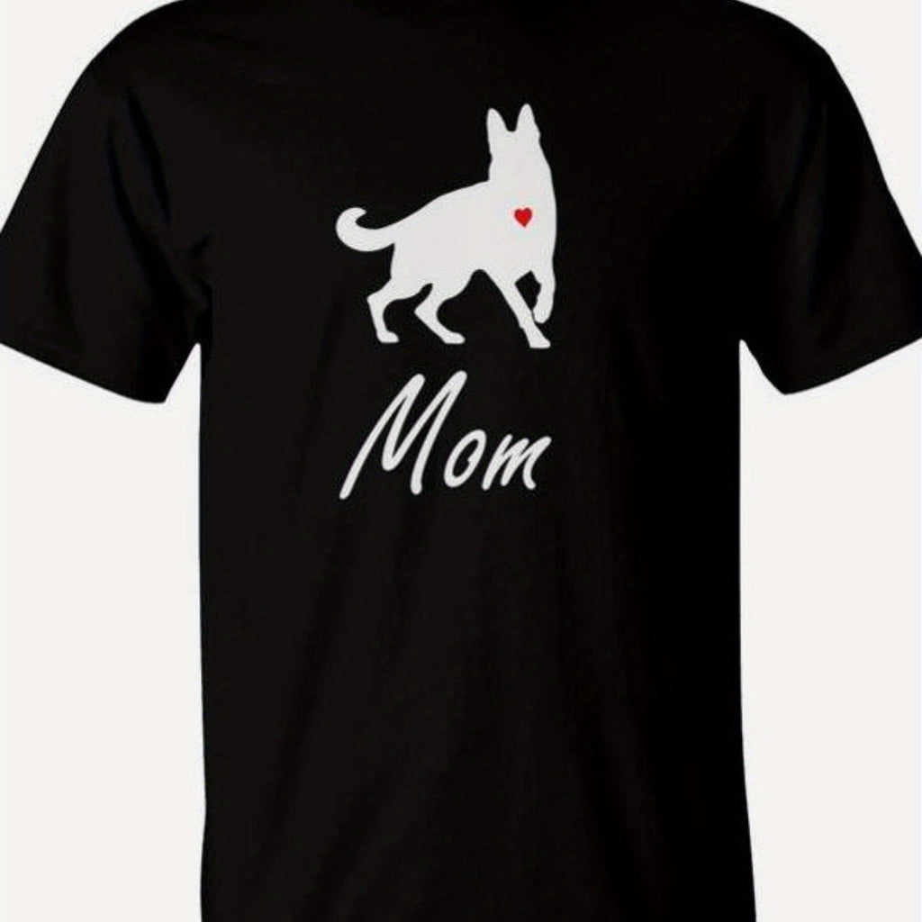 Women's German Shepherd Dog Mom T-Shirt Black with White