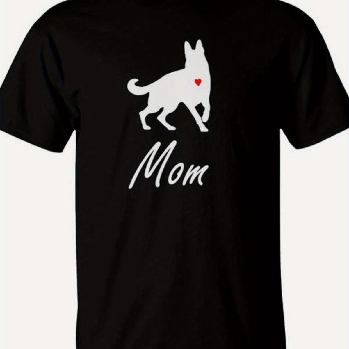 Women's German Shepherd Dog Mom T-Shirt Black with White