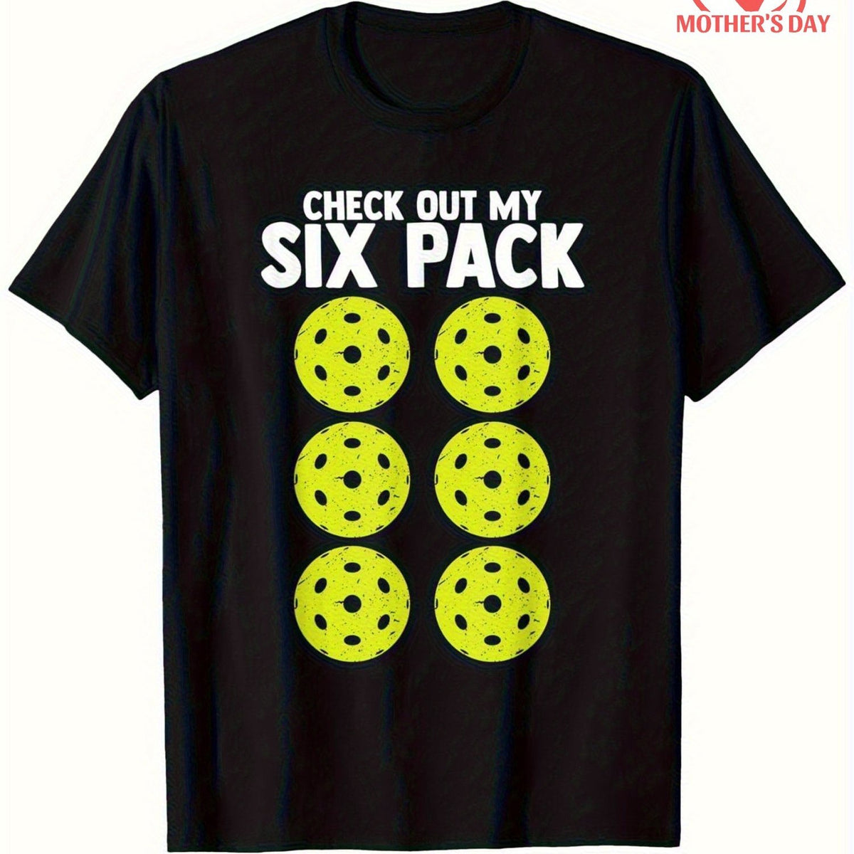 Funny "Check Out My Six-Pack Abs" Pickleball T-Shirt - 100% Cotton Soft Crew Neck Unisex Tee with Abdominal Design Suitable for Pickleball Players, Machine Washable Casual & Sports Wear, S-XXXL Sizes - Funny Gift for Men & Women