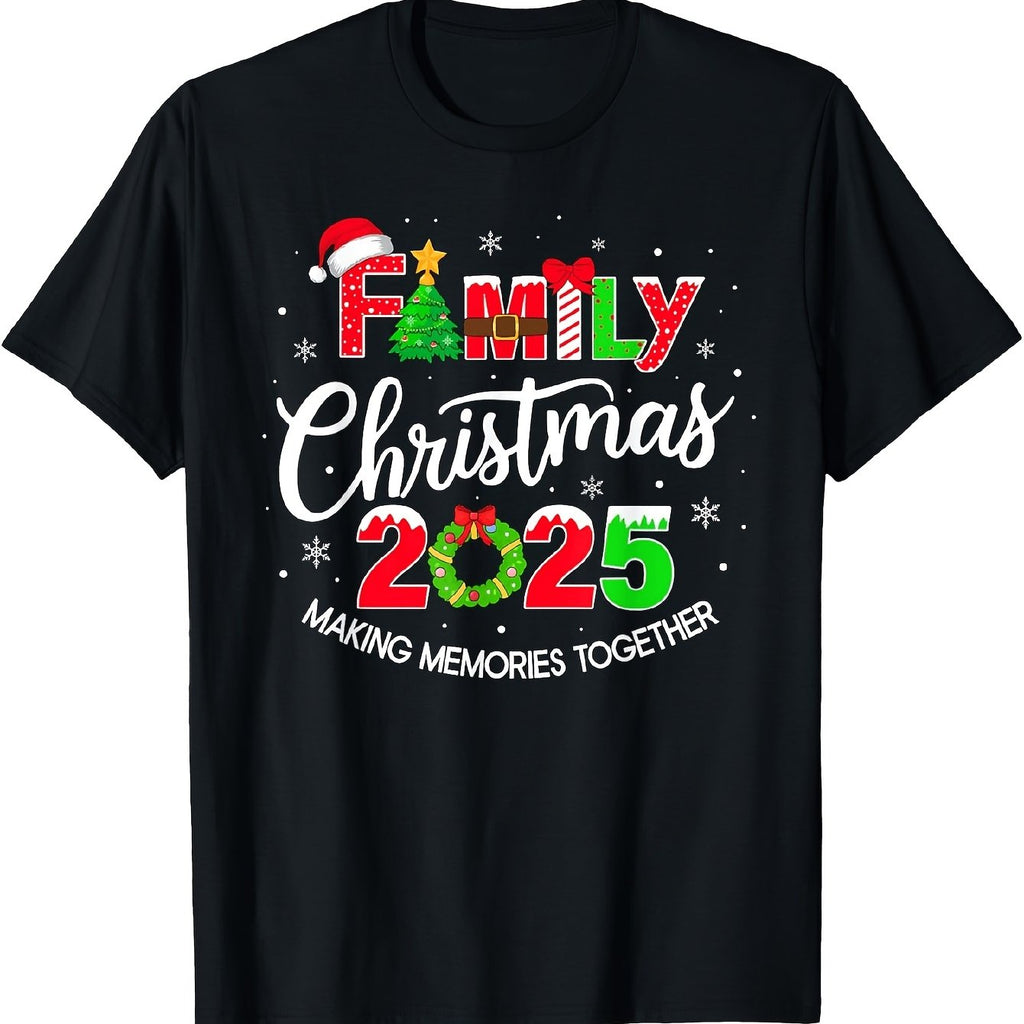 Family Christmas 2025 Matching Group T-Shirts Unisex with Festive Santa & Snowflake Print