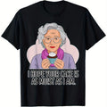Funny Dirty Humor "I Hope Your Cake Is As Moist As I Am" Graphic T-Shirt for Men & Women - 100% Cotton Soft Anti-Shrink Tee, S-3XL Sizes, Black Casual Shirt with Cupcake Design, Gift for Dad Mom Friends, Travel Clothing, Playful Print, Comfortable Fit