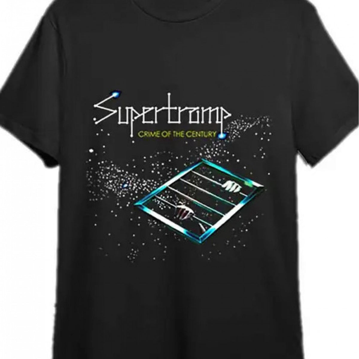 Men's Vintage 70s Supertramp Band T-Shirt - Crime of the Century Album Graphic Tee, Loose Fit Retro Music Shirt for Concerts & Casual Wear, Novelty Gift for Fans (Black)