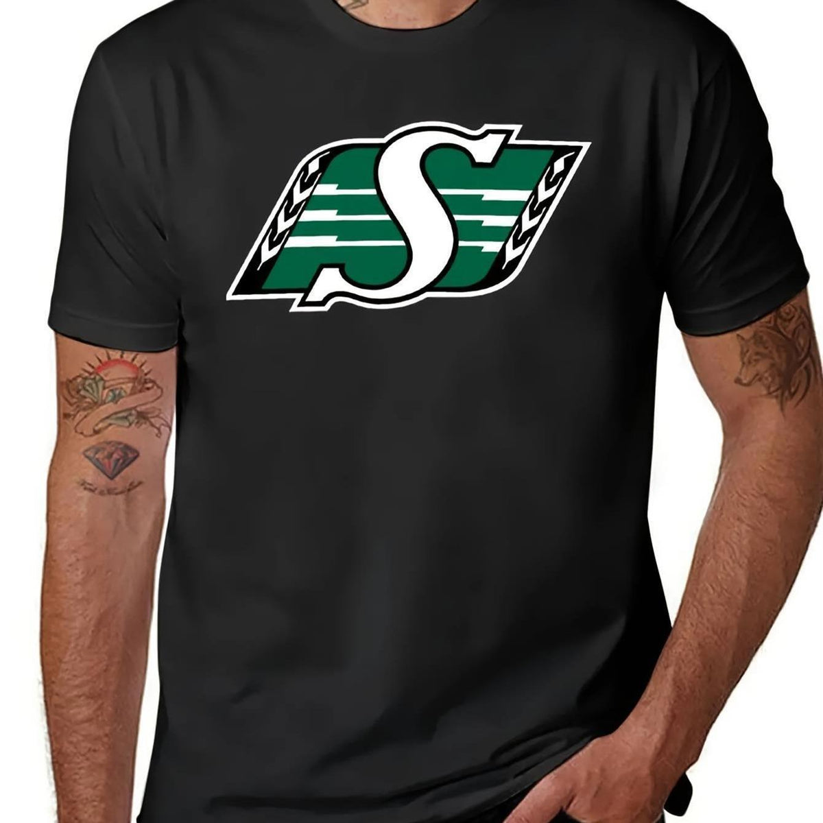 Men's Saskatchewan Roughriders CFL Team Tee Quick-Dry 220gsm Shirt - Jersey