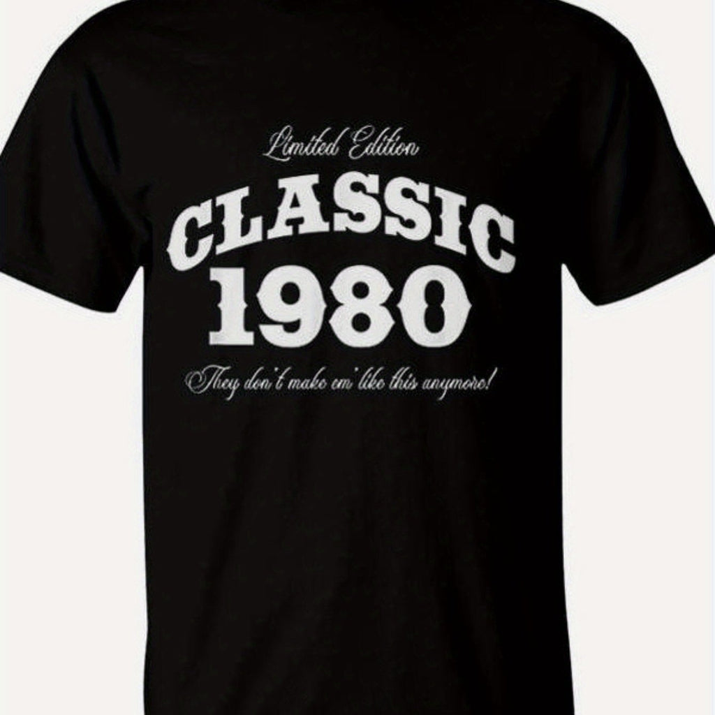 Men's Vintage 1980 Car T-Shirt 80s Retro Tee with White Retro Print