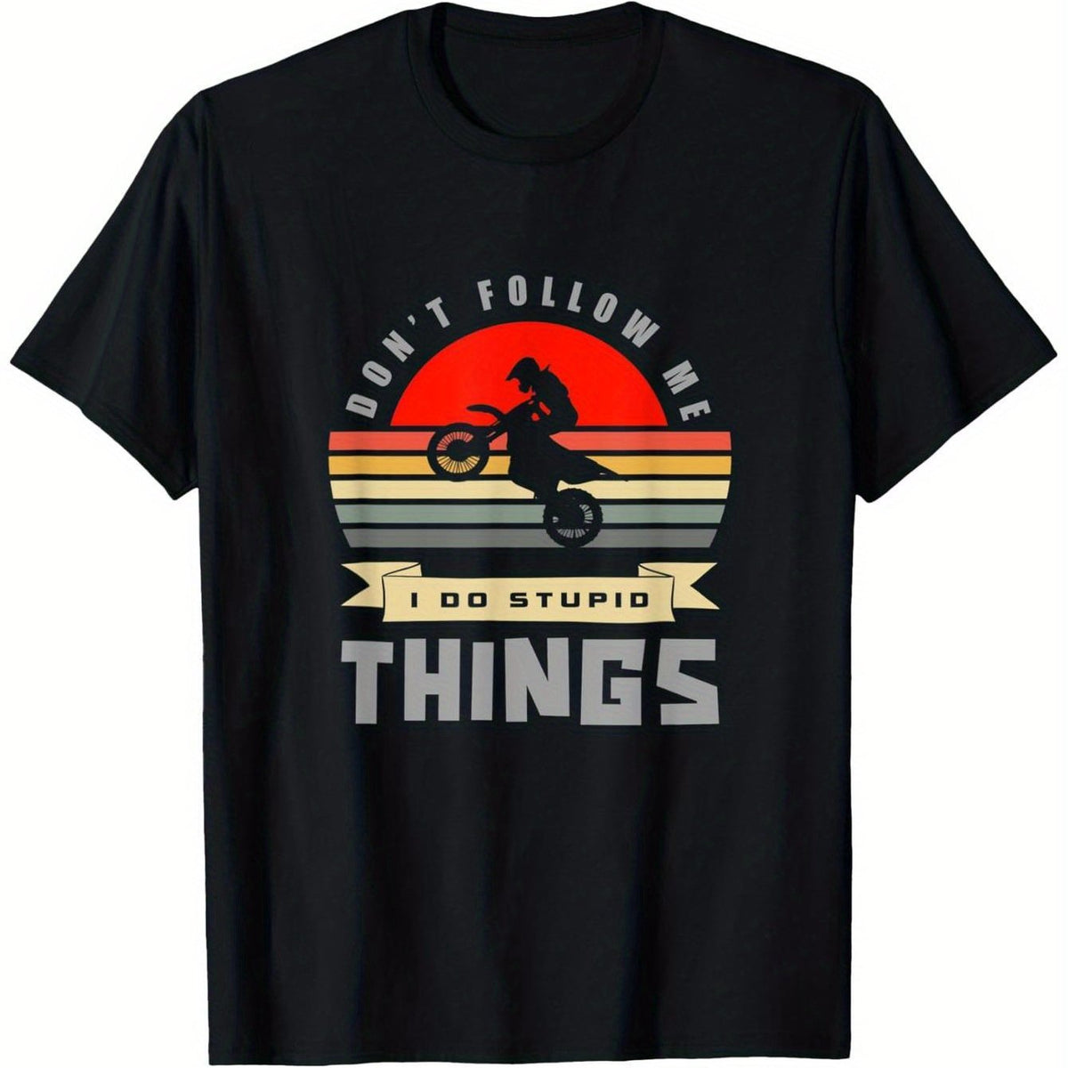 Men's & Unisex Off-Road Motorcycle T-Shirt - Dirt Rider & Mud Track Print, 100% Cotton Motorcycle Stunt Design, All-Season Casual Riding Gear for Dirt Enthusiasts, Apparel