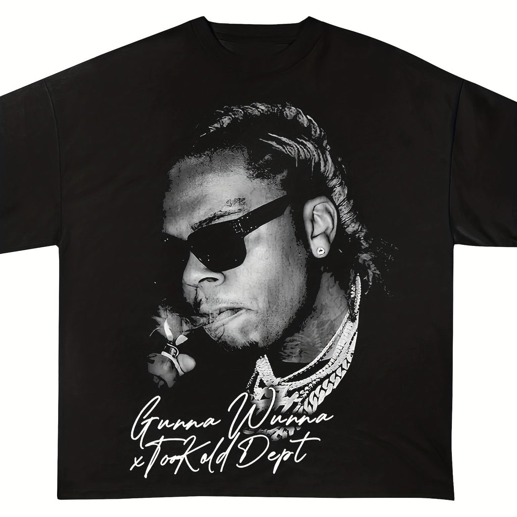 Gunna Big Face Graphic T-Shirt - Vintage Rap Hip Hop Streetwear Tee with Real Name & Album Title Print, 220g Heavyweight Pure, Unisex Short Sleeve Round Neck Casual Shirt for Men & Women, All-Season Fit Urban Fashion Statement