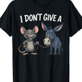'I Don't Care' Slogan T-Shirt with Mouse and Donkey Design |, Black with White Slogan Print