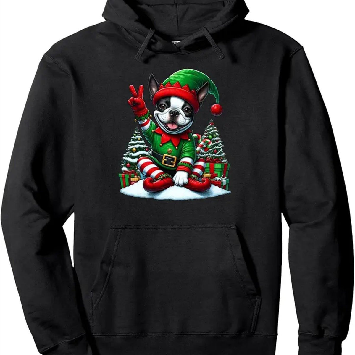 Men's & Women's Boston Terrier Elf Dog Hoodie