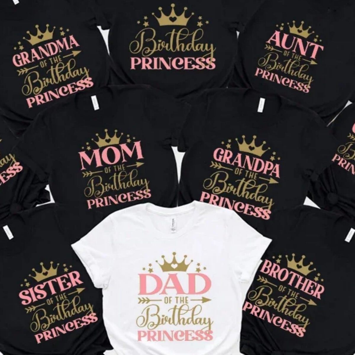 T-shirts de princesse d'anniversaire de famille assortis