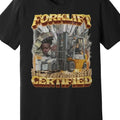 180gMen's Retro Forklift Certification Funny Graphic T-Shirt- Humorous Work Style Design with Money and Forklift Art, Regular Fit Short Sleeve Casual T-Shirt, Black Loose Fit Comfortable Fabric Top, Everyday Tee, Humorous Apparel, Vintage Design
