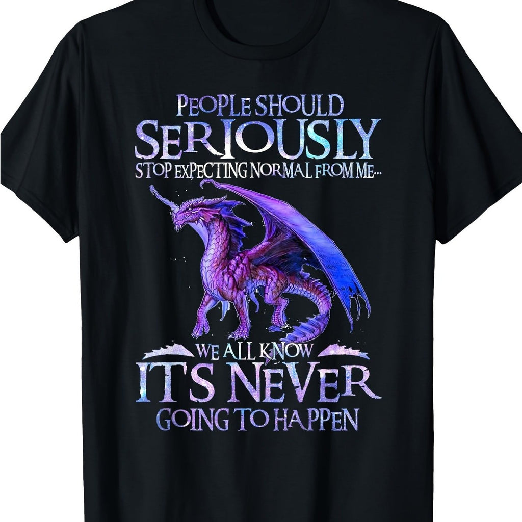 Men's Funny Dragon Woman T-Shirt - Loose Fit Short Sleeve Round Neck Casual Shirt with Dragon & Female Character Print, Digital Sublimation for Comic Conventions & Casual Attire