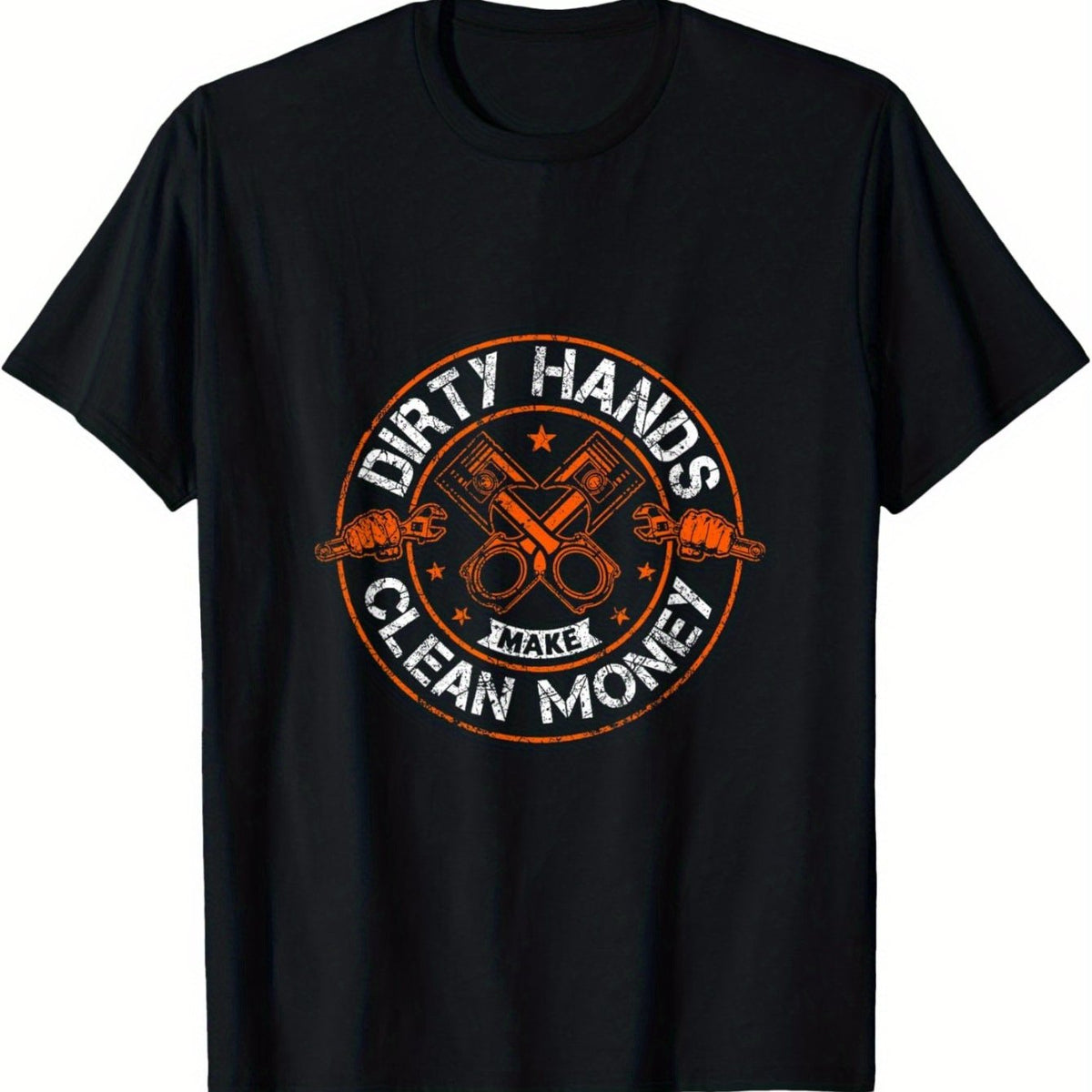 'Dirty Hands Clean Money' Mechanic Tee Men's Black Cotton Shirt for Hardworking Tradesmen
