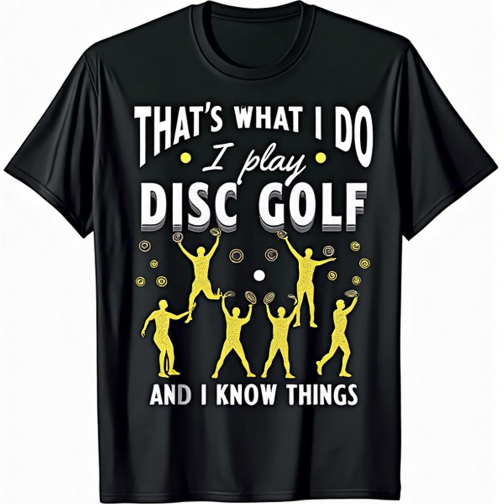 Funny "I Play Disc Golf" Humorous Black T-Shirt - 100% Cotton, Casual Round Neck, Short Sleeve with Stretch, Machine Washable, Sizes S-XXXL, Perfect for Adult Men, All-Season Comfort, Casual Wear | Playful Design | Medium Stretch Fabric, Disc Golf Apparel