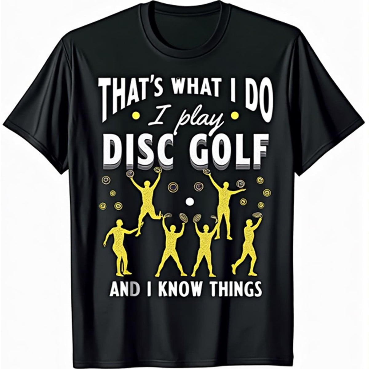 Funny "I Play Disc Golf" Humorous Black T-Shirt - 100% Cotton, Casual Round Neck, Short Sleeve with Stretch, Machine Washable, Sizes S-XXXL, Perfect for Adult Men, All-Season Comfort, Casual Wear | Playful Design | Medium Stretch Fabric, Disc Golf Apparel