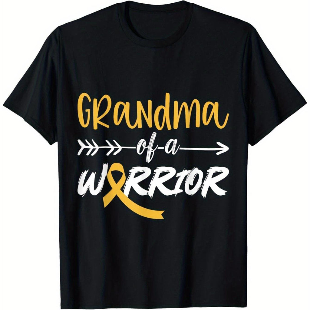 Grandma of a Warrior Childhood Cancer Awareness Support T-Shirt - 100% Cotton