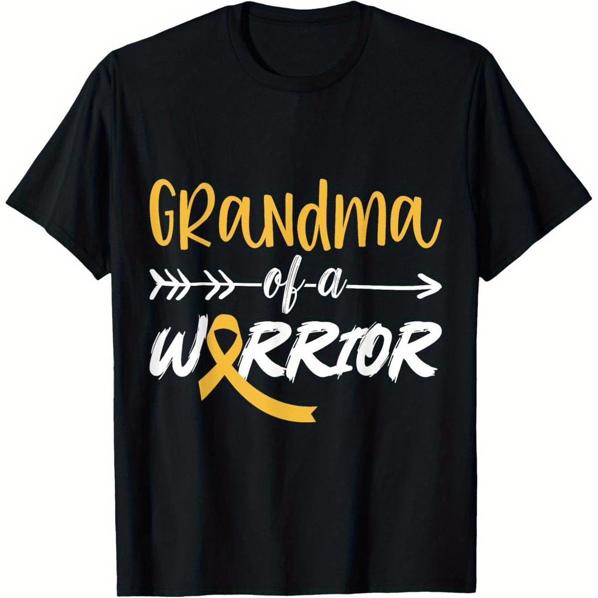 Grandma of a Warrior Childhood Cancer Awareness Support T-Shirt - 100% Cotton