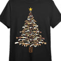 Men'S Camo Christmas Tree Gun Print T-Shirt | Soft Stretchy Fabric, All-Season Casual Crew Neck Tee, Unique Gun and Star Design, Black Camouflage Graphic, Ideal for Outdoor Activities, Hiking, Gym, Year-Round Wear, Durable Construction