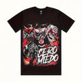 Mens Edgy Pentagram Zero Fear Graphic T-Shirt - 100% Cotton 180gsm Regular Fit Short Sleeve, Bold Red & White Print Streetwear Tee, Machine Washable S-XXXL Black