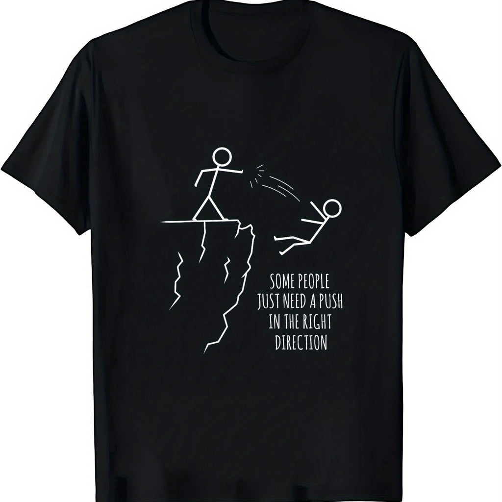 Men's "Some People Just Need a Push" Satirical T-Shirt - 100% Cotton