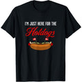 Danish Hotdog Just Here for The Hotdogs Denmark T-Shirt - 100% Cotton 180gsm Casual Round Neck Tee with Danish Hot Dog Design, Unisex Sizing S-XXXL, Funny Denmark-Themed Gift for Men & Women
