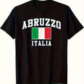 Abruzzo Italy Flag T-Shirt | 100%, Crew Neck, Short Sleeve, All-Season, Machine Washable - Love Country Design, Black with Italian Colors