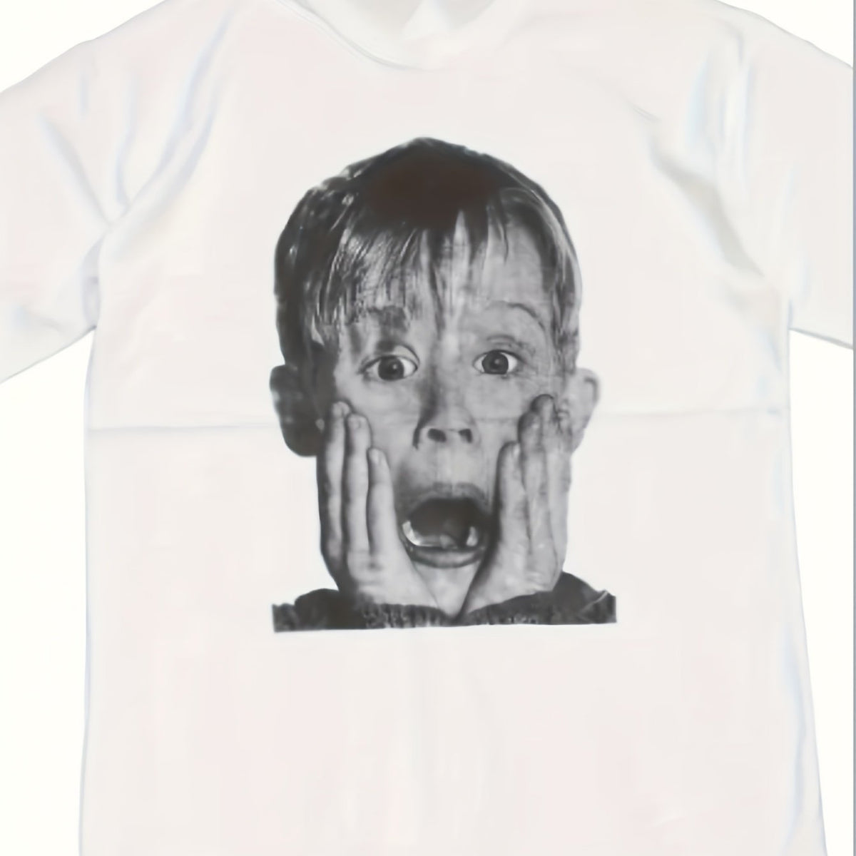 Men'S Home Alone Movie Graphic T-Shirt - Kevin McCallister Face Design, 220g Heavyweight Pure Unisex Tee, Regular Fit Streetwear Shirt for Casual & Sports Wear