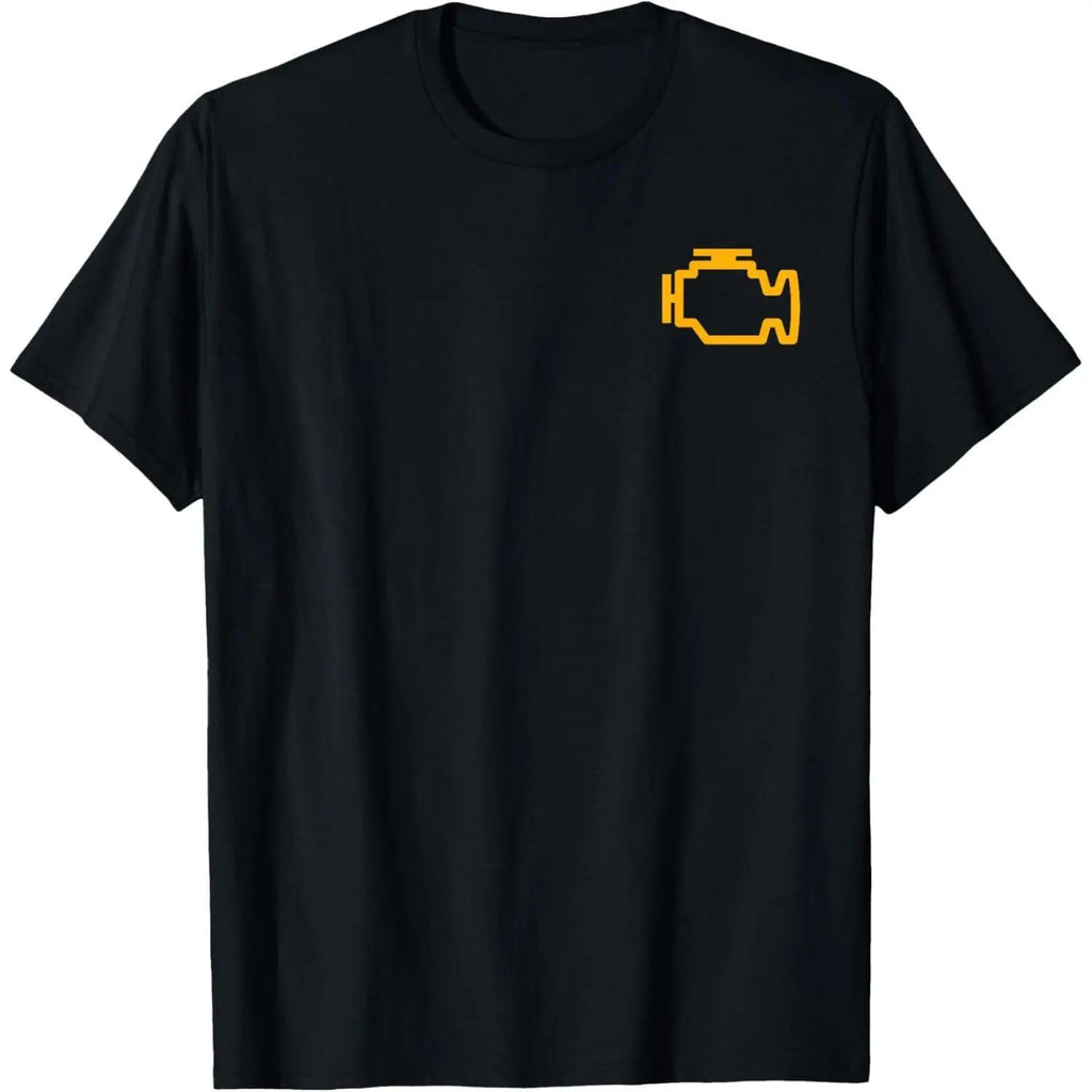 Pure Cotton Check Engine Light T-Shirt classic Fabric Menswear, Valentine's Day Gift.