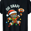 Funny Gingerbread Man Pajamas & PJs Xmas Holiday Oh Snap Gingerbreadman Christmas Football T-Shirt Men Graphic T-Shirt Casual Round Neck Short Sleeve Tee, Festive Holiday Party & Casual Attire, Breathable Cotton Fabric, Christmas Shirts