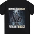 Unisex Casual Short Sleeve T-Shirt- White Wolf Pack Pattern Print, Slogan 'Life is Chance, Power is Choice', Crew Neck, Machine Washable, All-Season Comfort, Wolf Theme T-Shirt