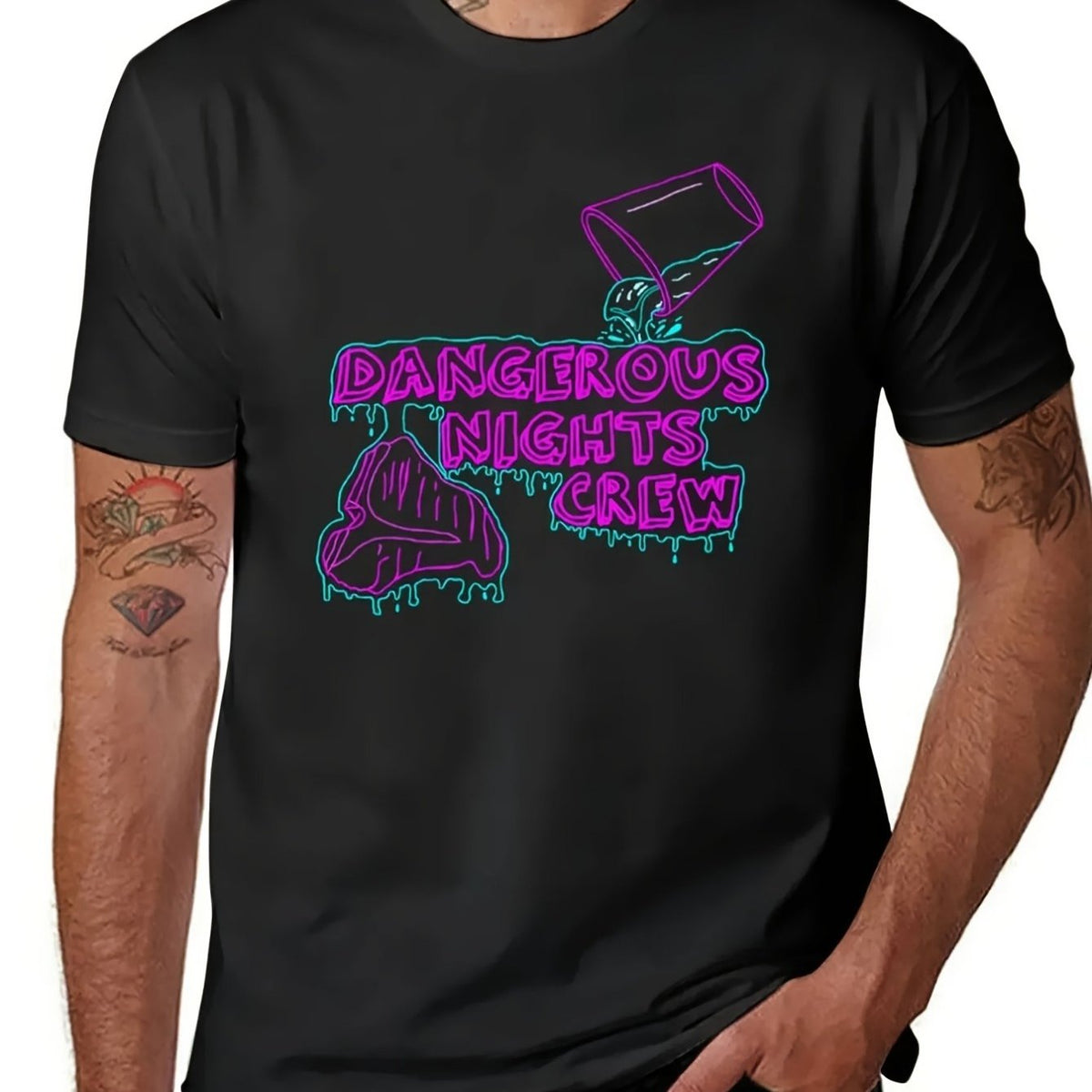 Dangerous Night Crew (I for THINK You Should Leave) 220G, Casual Casual Attire, Weekend Casual Clothing, Round Neck Top, Men's T-Shirt, Pop Culture Tshirt, Comedy Tv Show Merchandise, Machine Washable Fabric, Tv Comedy Fans, Men's Fashion