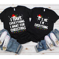 1pc of Christmas Couple T-Shirts, I Have All I Desire for Christmas Tee, It'S Me I'M All You Need Tee, Holiday Party, Sweater for Wife And Husband, Christmas Present, Stylish, T-Shirt, Suitable for All Seasons, Great Gift, Trendy, Casual