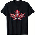 Camiseta de Canadá Orgullo Hoja de Arce, 100% Algodón, Camiseta Casual de Manga Corta para Hombres, Negro con Estampado de Hoja de Arce Roja, Regalo Perfecto para Hombres, Papá, Mamá o Amigos, Tallas S-XXXL, Camiseta de Canadá