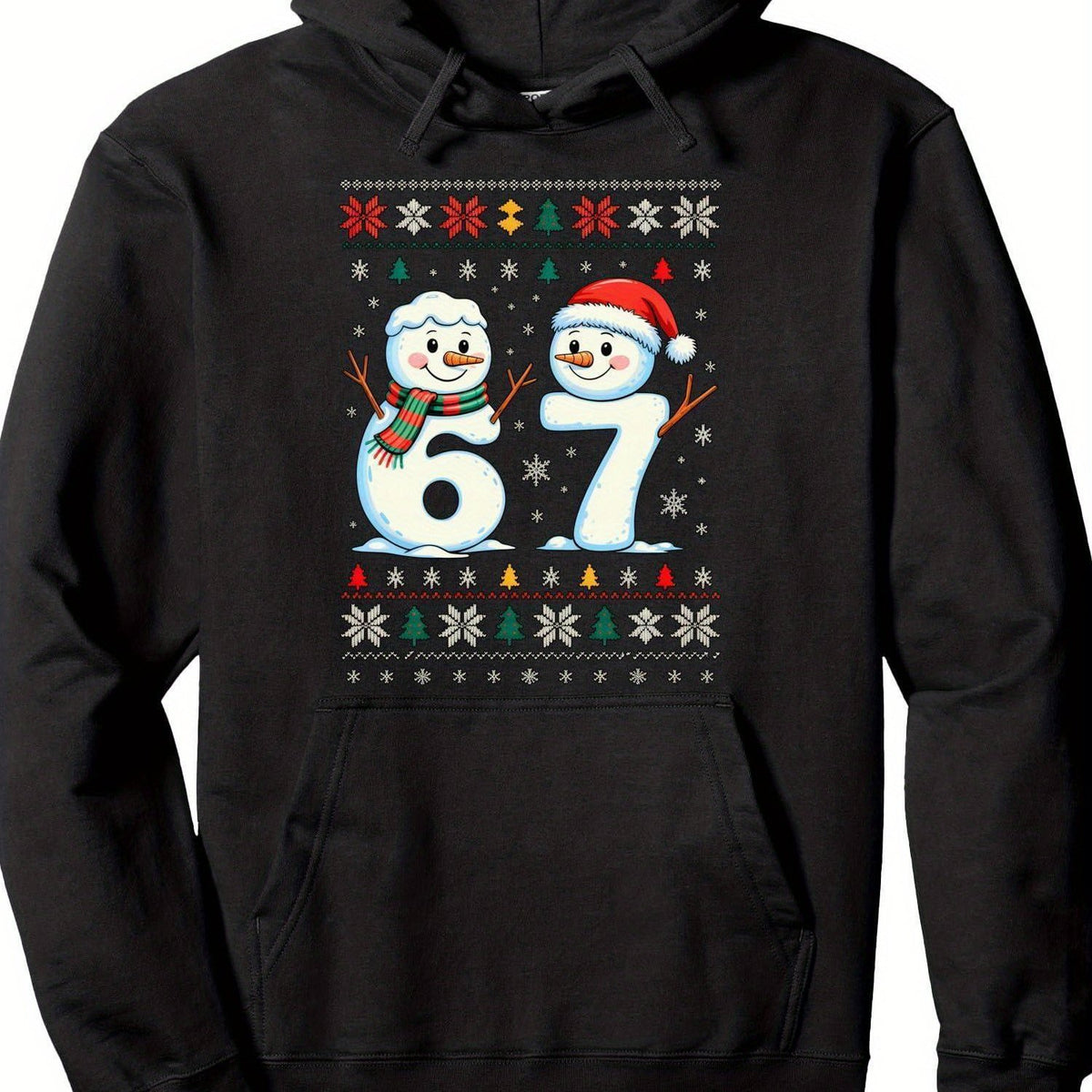 Men's 67 Snowmen Ugly Christmas Hoodie